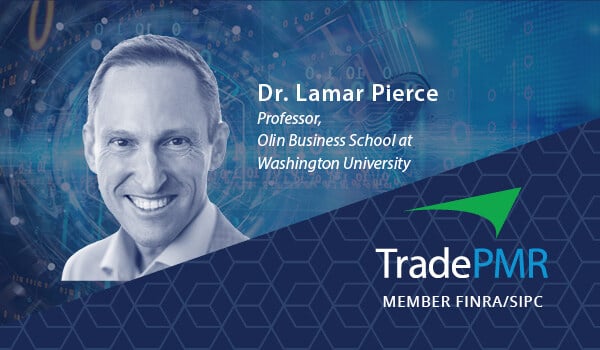 Dr. Lamar Pierce headshot and title text on blue background with TradePMR logo